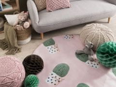 Beliani Kulatý koberec vzor kaktus 120 cm růžový ELDIVAN