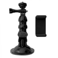 MG Suction Cup držák na sportovní kamery + adaptér na mobil, černý