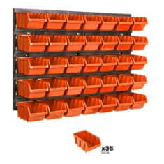 botle Nástěnný panel na nářadí 58 x 39 cm s 35 ks. Krabic závěsný Oranžové Boxy plastová