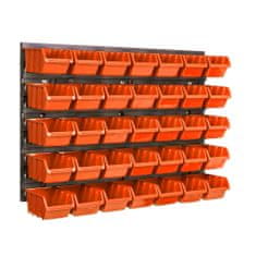 botle Nástěnný panel na nářadí 58 x 39 cm s 35 ks. Krabic závěsný Oranžové Boxy plastová
