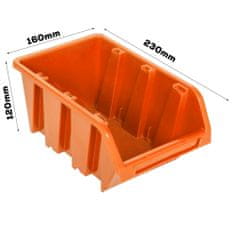 botle Nástěnný panel na nářadí 58 x 39 cm s 6 ks. Krabic závěsný Oranžové Boxy plastová