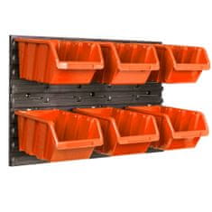 botle Nástěnný panel na nářadí 58 x 39 cm s 6 ks. Krabic závěsný Oranžové Boxy plastová