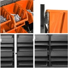botle Nástěnný panel na nářadí 58 x 39 cm s 30 ks. Krabic závěsný Oranžové a Černé Boxy plastová
