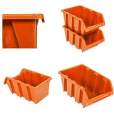 botle Nástěnný panel na nářadí 115 x 39 cm s 41 ks. Krabic závěsný Oranžové a Černé Boxy plastová