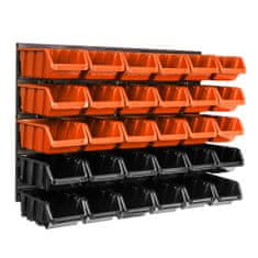 botle Nástěnný panel na nářadí 58 x 39 cm s 30 ks. Krabic závěsný Oranžové a Černé Boxy plastová