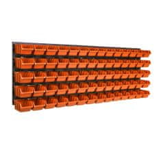 botle Nástěnný panel na nářadí 115 x 39 cm s 70 ks. Krabic závěsný Oranžové Boxy plastová