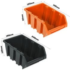 botle Nástěnný panel na nářadí 115 x 39 cm s 25 ks. Krabic závěsný Oranžové a Černé Boxy plastová