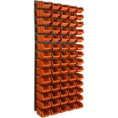 botle Nástěnný panel na nářadí 58 x 117 cm s 70 ks. Krabic závěsný Oranžové Boxy plastová