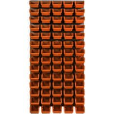 botle Nástěnný panel na nářadí 58 x 117 cm s 70 ks. Krabic závěsný Oranžové Boxy plastová