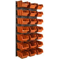 botle Nástěnný panel na nářadí 58 x 117 cm s 21 ks. Krabic závěsný Oranžové Boxy plastová