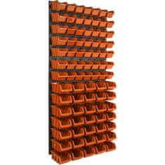 botle Nástěnný panel na nářadí 58 x 117 cm s 81 ks. Krabic závěsný Oranžové a Černé Boxy plastová