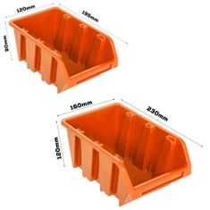 botle Nástěnný panel na nářadí 58 x 117 cm s 34 ks. Krabic závěsný Oranžové a Černé Boxy plastová
