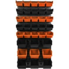 botle Nástěnný panel na nářadí 58 x 117 cm s 34 ks. Krabic závěsný Oranžové a Černé Boxy plastová