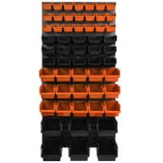 botle Nástěnný panel na nářadí 58 x 117 cm s 57 ks. Krabic závěsný Oranžové a Černé Boxy plastová