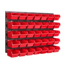 botle Nástěnný panel na nářadí 57,6 x 39 cm s 35 ks. Krabice závěsný Červené Boxy Skladovací systém