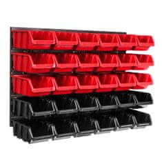 botle Nástěnný panel na nářadí 57,6 x 39 cm s 30 ks. Krabice závěsný Červené a Černé Stohovatelné Boxy