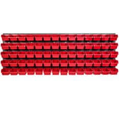 botle Nástěnný panel na nářadí 115,2 x 39 cm s 70 ks. Krabice závěsný Červené Boxy Skladovací systém
