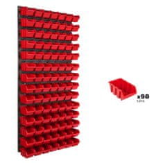 botle Nástěnný panel na nářadí 57,6 x 117 cm s 98 ks. Krabice závěsný Červené Boxy Skladovací systém