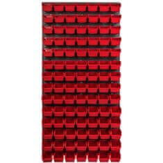 botle Nástěnný panel na nářadí 57,6 x 117 cm s 98 ks. Krabice závěsný Červené Boxy Skladovací systém