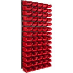 botle Nástěnný panel na nářadí 57,6 x 117 cm s 70 ks. Krabice závěsný Červené Boxy Skladovací systém