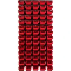 botle Nástěnný panel na nářadí 57,6 x 117 cm s 70 ks. Krabice závěsný Červené Boxy Skladovací systém