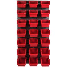 botle Nástěnný panel na nářadí 57,6 x 117 cm s 21 ks. Krabice závěsný Červené Boxy Skladovací systém