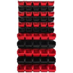 botle Nástěnný panel na nářadí 57,6 x 117 cm s 55 ks. Krabice závěsný Červené a Černé Stohovatelné Boxy