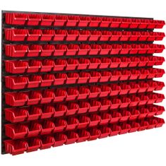 botle Nástěnný panel na nářadí 115,2 x 78 cm s 126 ks. Krabice závěsný Červené Boxy Skladovací systém