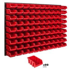 botle Nástěnný panel na nářadí 115,2 x 78 cm s 99 ks. Krabice závěsný Červené Boxy Skladovací systém