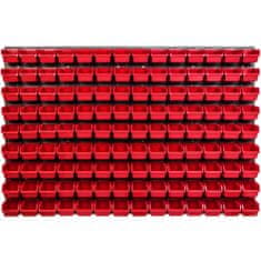 botle Nástěnný panel na nářadí 115,2 x 78 cm s 126 ks. Krabice závěsný Červené Boxy Skladovací systém