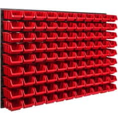 botle Nástěnný panel na nářadí 115,2 x 78 cm s 99 ks. Krabice závěsný Červené Boxy Skladovací systém