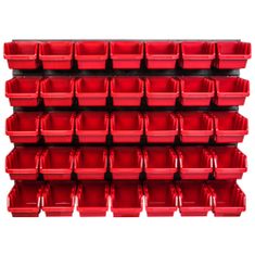 botle Nástěnný panel na nářadí 115,2 x 78 cm s 35 ks. Krabice závěsný Červené Boxy Skladovací systém