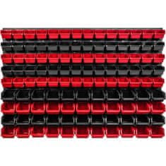 botle Nástěnný panel na nářadí 115,2 x 78 cm s 114 ks. Krabice závěsný Červené a Černé Stohovatelné Boxy