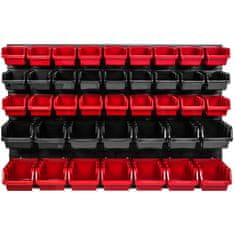 botle Nástěnný panel na nářadí 115,2 x 78 cm s 41 ks. Krabice závěsný Červené a Černé Stohovatelné Boxy
