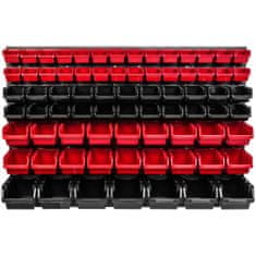 botle Nástěnný panel na nářadí 115,2 x 78 cm s 75 ks. Krabice závěsný Červené a Černé Stohovatelné Boxy