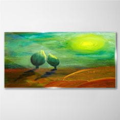 COLORAY.CZ Obraz na skle Abstrakce slunce stromy 100x50 cm