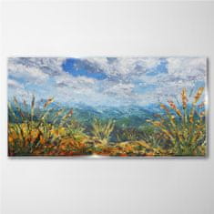 COLORAY.CZ Obraz na skle Abstrakce mraky hory 100x50 cm