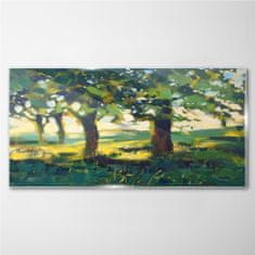 COLORAY.CZ Obraz na skle Abstrakce strom trávy 120x60 cm