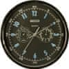 Nástěnné hodiny, chrom, 30,5 cm, hygrometer, teploměr, S TS6055-51