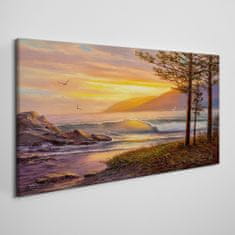 COLORAY.CZ Obraz na plátně Stromy vlny západu slunce 100x50 cm
