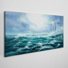 COLORAY.CZ Obraz na plátně Storm vlny Lighthouse 100x50 cm