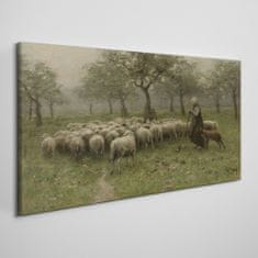 COLORAY.CZ Obraz na plátně Rustikální strom ovce ovce 120x60 cm