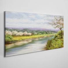 COLORAY.CZ Obraz na plátně Strom řeka květiny krajina 100x50 cm