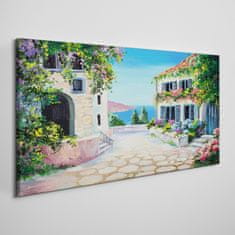 COLORAY.CZ Obraz na plátně Santorini Moře květiny 100x50 cm