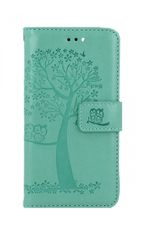 TopQ Pouzdro iPhone SE 2022 knížkové Zelený strom sovičky 75004