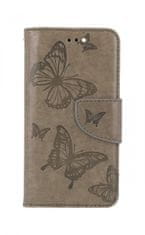 TopQ Pouzdro iPhone SE 2022 knížkové Butterfly šedé 75014