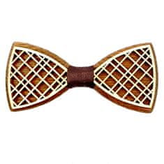 AMADEA Dřevěný motýlek k obleku - káro 11 cm