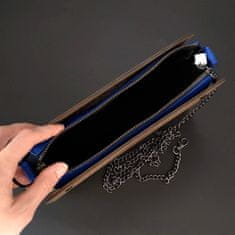AMADEA Dřevěná kabelka tmavě modrá - čtverečky, 25 cm