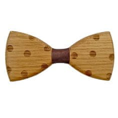 AMADEA Dřevěný motýlek k obleku - puntíky 11 cm