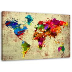 shumee Obraz, mapa světa s barvami - 60x40